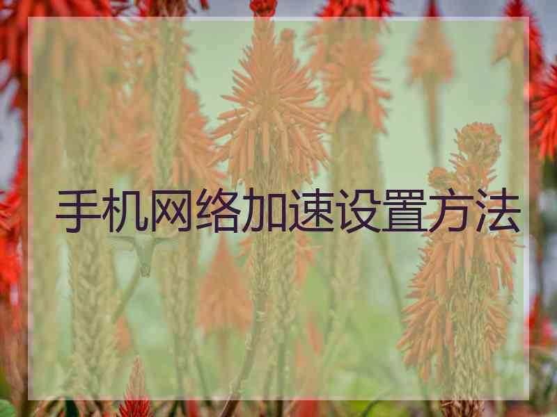手机网络加速设置方法