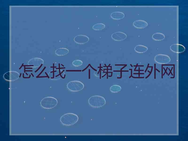 怎么找一个梯子连外网
