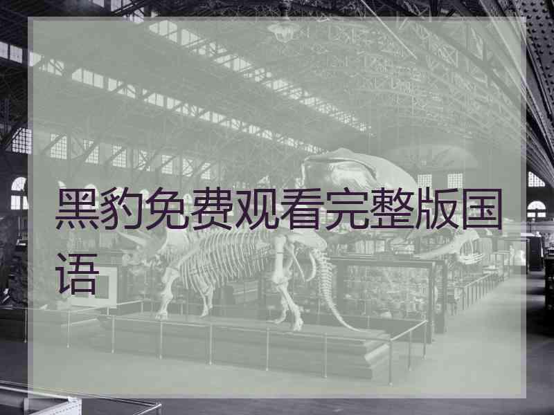 黑豹免费观看完整版国语