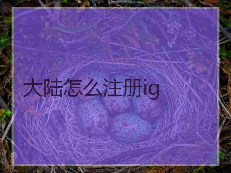 大陆怎么注册ig
