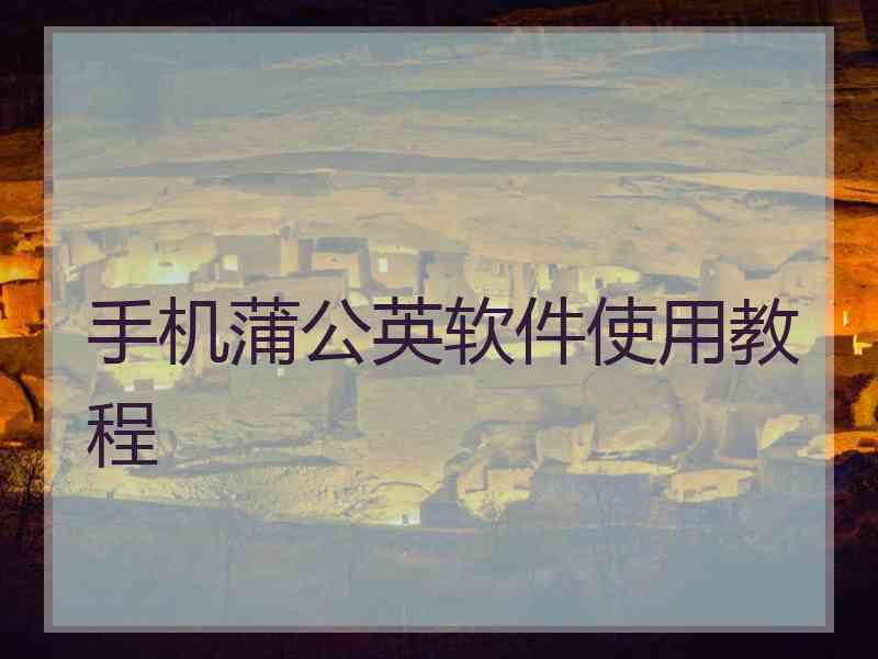 手机蒲公英软件使用教程
