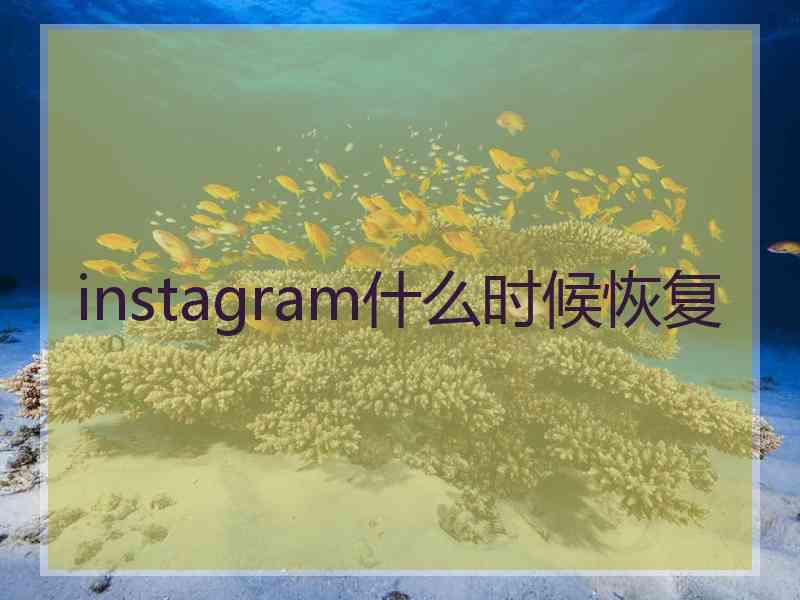 instagram什么时候恢复