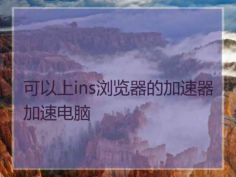可以上ins浏览器的加速器加速电脑