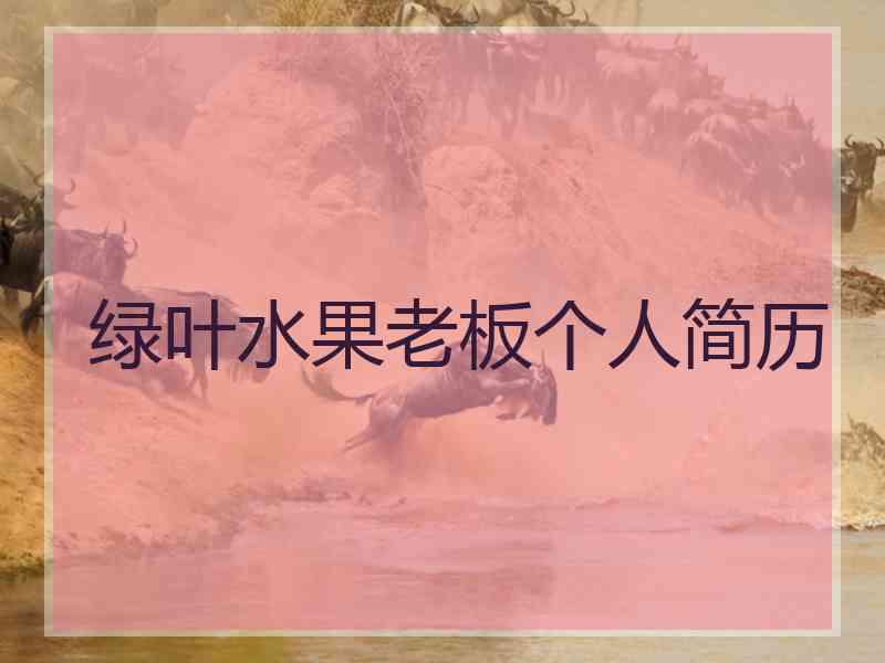 绿叶水果老板个人简历