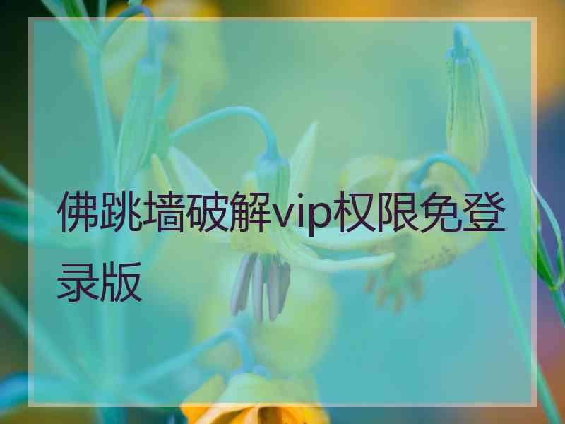 佛跳墙破解vip权限免登录版