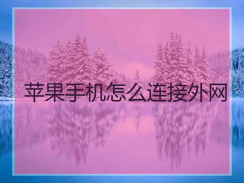 苹果手机怎么连接外网
