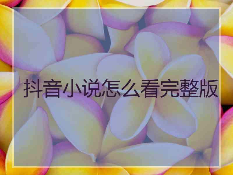 抖音小说怎么看完整版