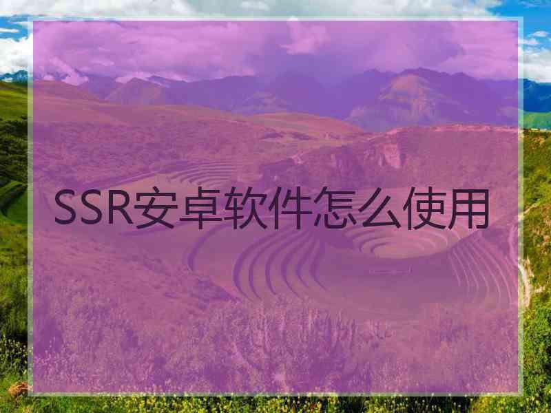 SSR安卓软件怎么使用