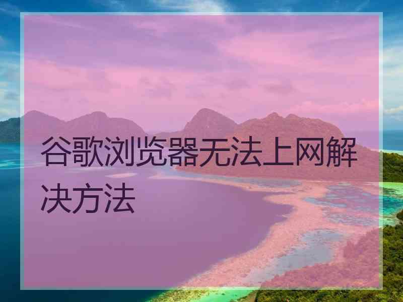 谷歌浏览器无法上网解决方法