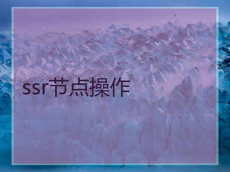 ssr节点操作