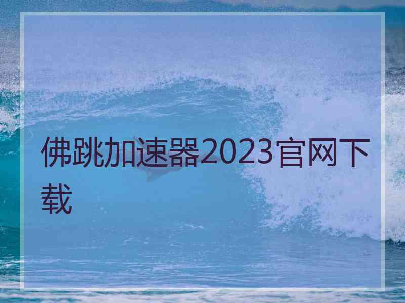 佛跳加速器2023官网下载