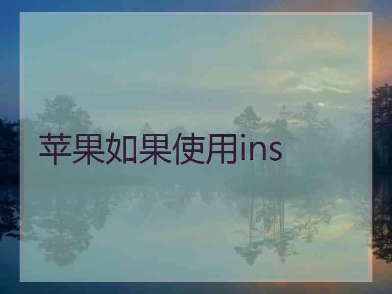 苹果如果使用ins