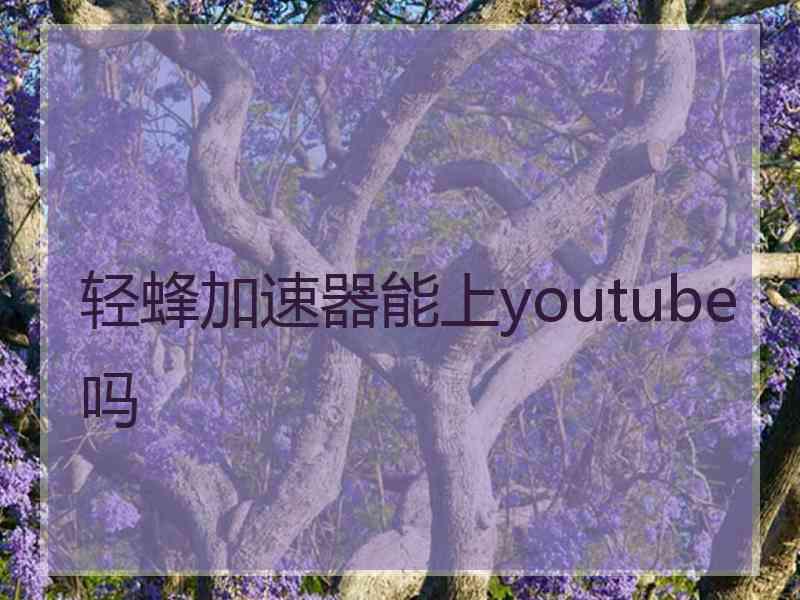 轻蜂加速器能上youtube吗