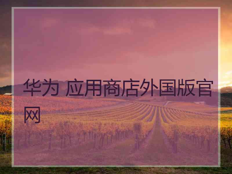 华为 应用商店外国版官网