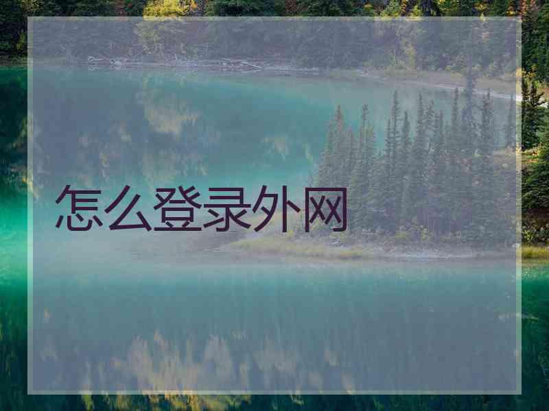 怎么登录外网