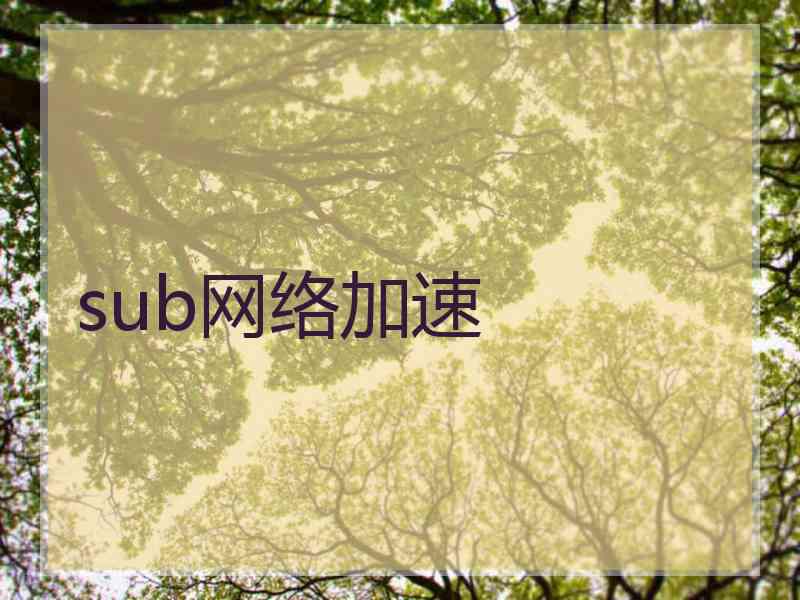sub网络加速