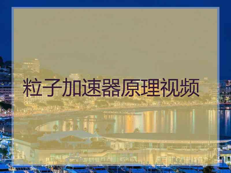 粒子加速器原理视频